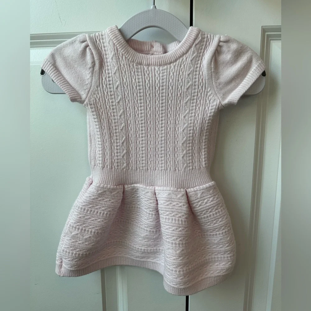 Janie and Jack Petal Pink Cable Knit Sweater Dress (Size 6-12 Months)